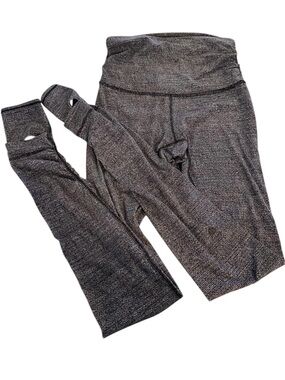 Lululemon Still Mind Tights High Rise Interlink Ice Grey Black Pant Sz 6